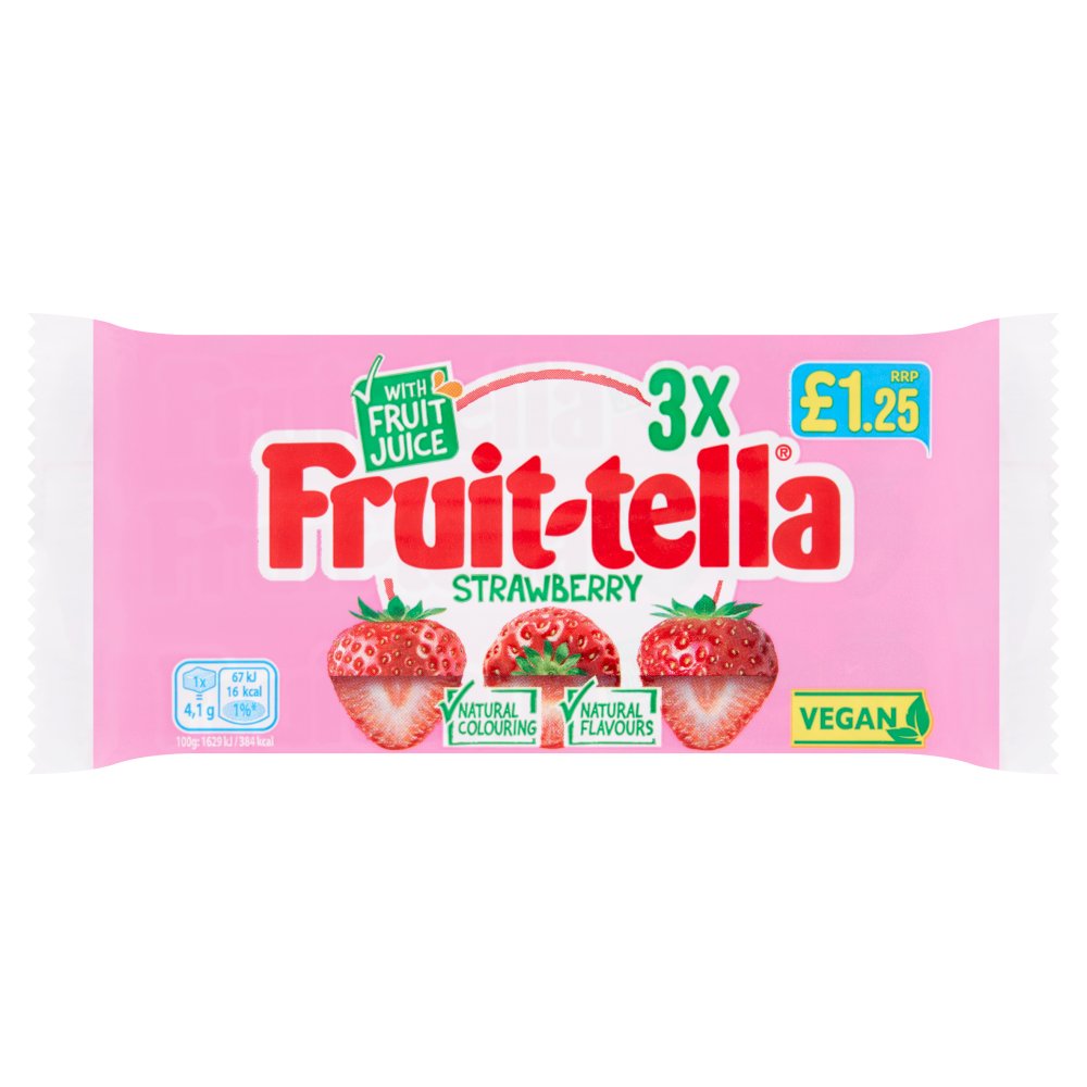 Fruittella Stick 3pk Strawberry PM £1.25 123g pack shot
