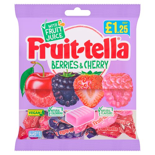 Fruittella Berries & Cherries PM £1.25 135g (Vegan) pack shot