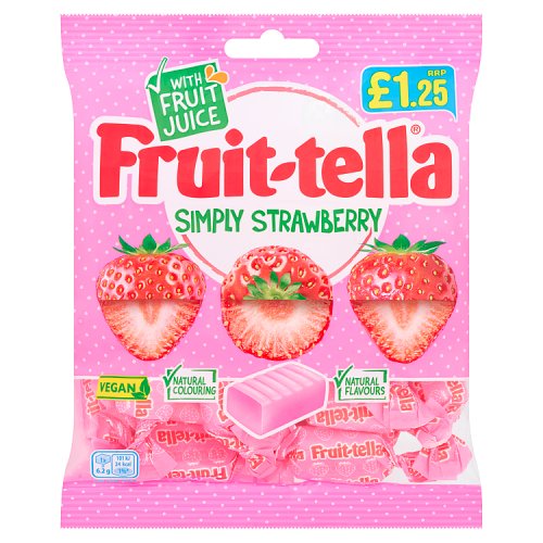 Fruittella Strawberry Mix PM £1.25 135g (Vegan) pack shot