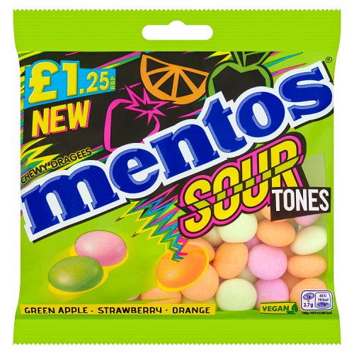 Mentos Sour Tones Bag PM £1.25 120g pack shot
