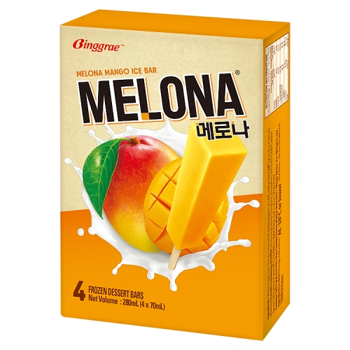 Melona Mango Flavoured Ice Bar 4pc pack shot