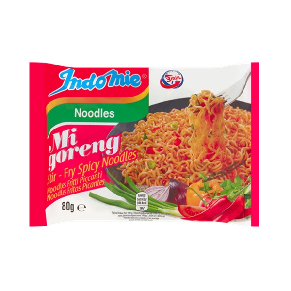 Indomie Instant Noodles Mi Goreng Hot & Spicy 5pk (5 x 80g) pack shot