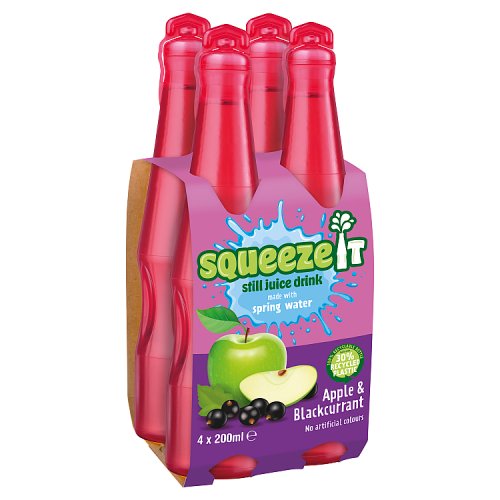 Squeeze It Apple & Blackcurrant 4pk (4 x 200ml) pack shot