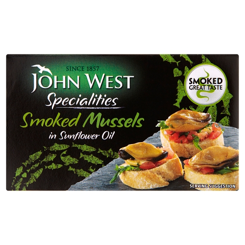John West Smoked Mussels 85g pack shot