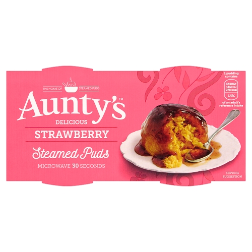 Auntys Strawberry Pudding 2pk (2 x 95g) pack shot