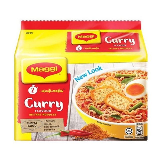 Maggi 2 Minute Curry Noodles 5pk (5 x 79g) 395g pack shot