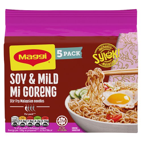 Maggi Soy Mild Spice Noodles 5pk (5 x 79g) pack shot