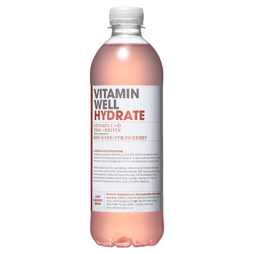Vitamin Well Hydrate Rhubarb & Strawberry 500ml pack shot
