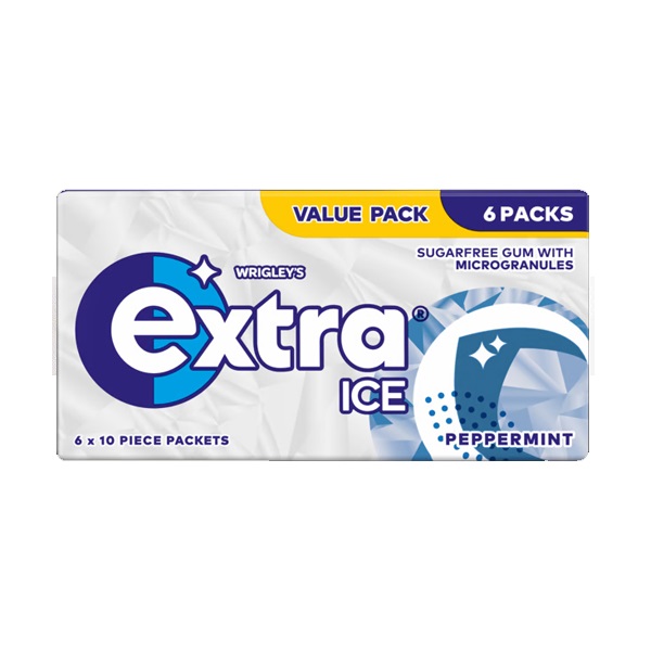 Extra Ice Peppermint Chewing Gum 5pk (5 x 10s) pack shot